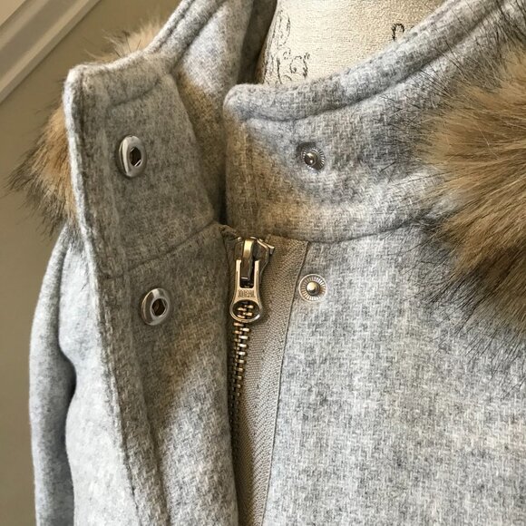 NWOT JCrew Chateau Parka Jacket Coat Womens 6 Gray Hooded Stadium Cloth BM948 - Picture 8 of 13
